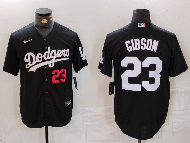 Men Los Angeles Dodgers 23 Gibson Black Nike Game 2024 MLB Jersey style 3